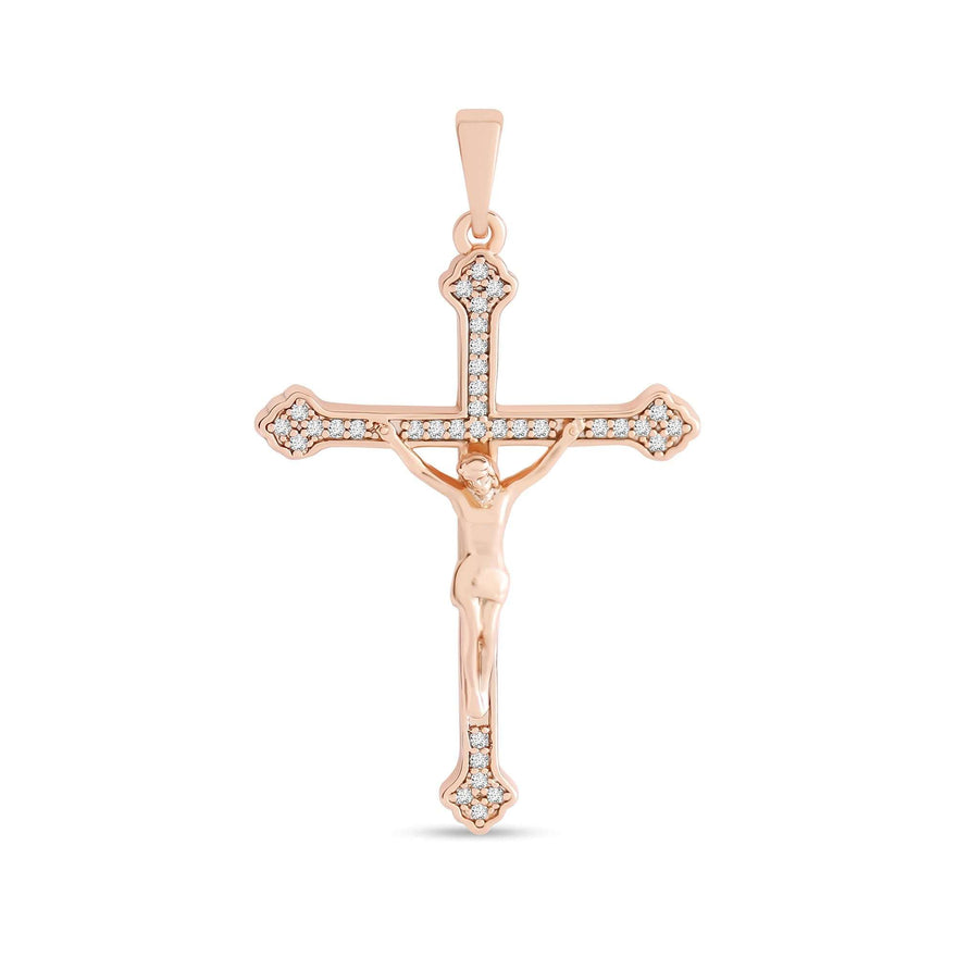Cubic zirconia crucifix pendant, 42 mm
