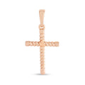 Gold-tone cross with a twisted rope texture and flat bail, 30 mm