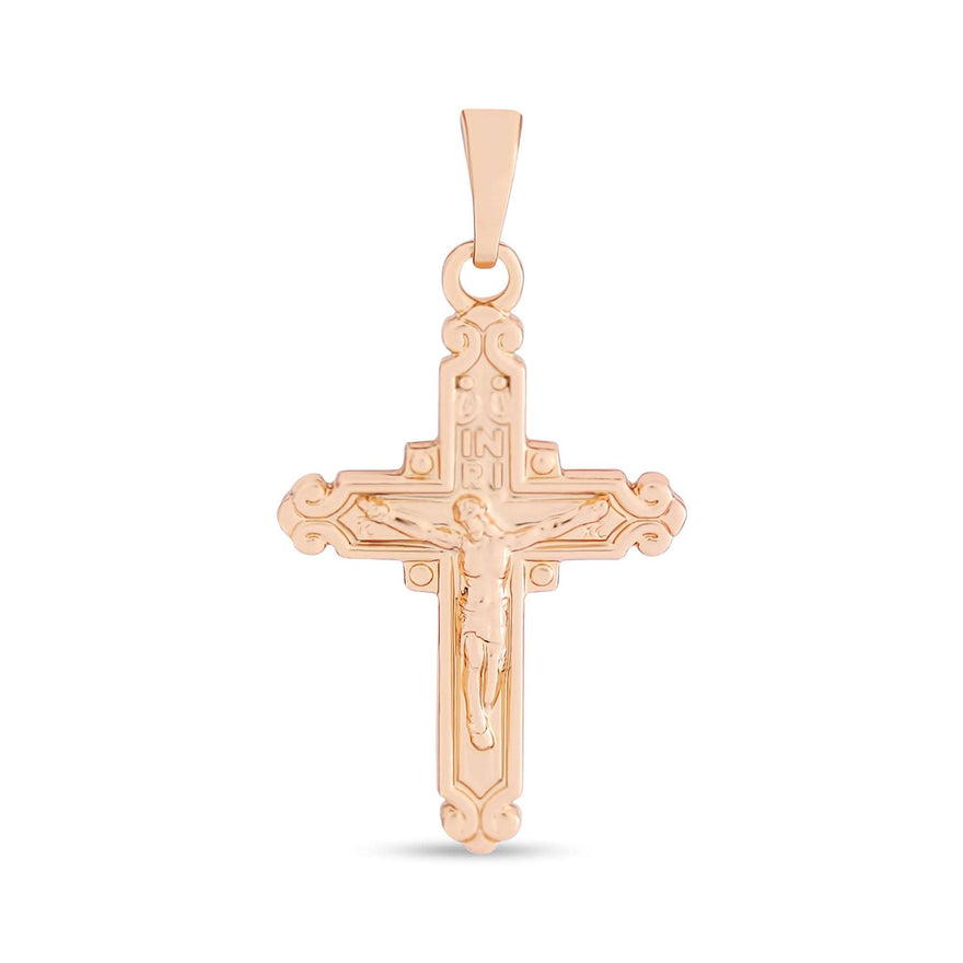 Scrolled Latin crucifix pendant