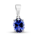 Silver-tone pendant with an oval blue-violet tanzanite held in four claws