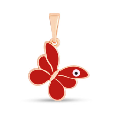 Red enamel butterfly pendant, 22 mm