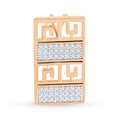 Gold-plated rectangular pendant with a Greek key pattern and two rows of cubic zirconia