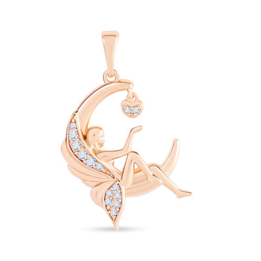Fairy on a crescent moon pendant