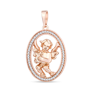 Angel and lyre oval pendant, 35 mm