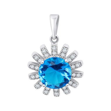 Blue stone flower pendant, 25 mm