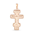 Gold-plated eight-pointed Orthodox cross pendant with Christ and a beaded border