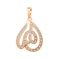 Teardrop pendant with a spiral snake and cubic zirconia, rosy gold tone