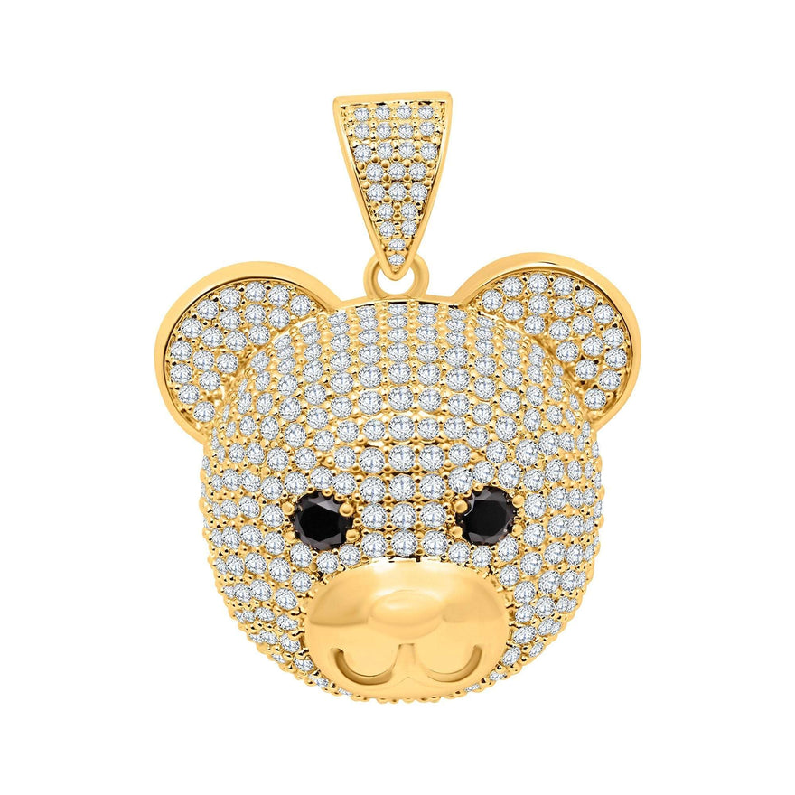 Bear head pendant with cubic zirconia
