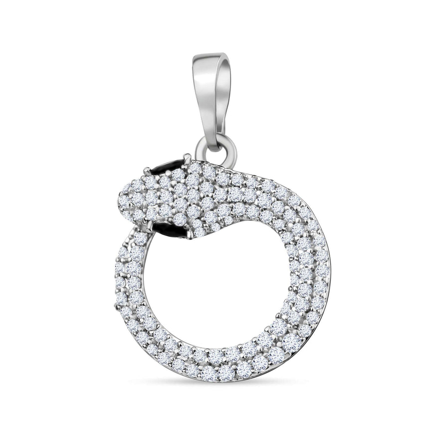 Coiled pavé snake pendant, 25 mm