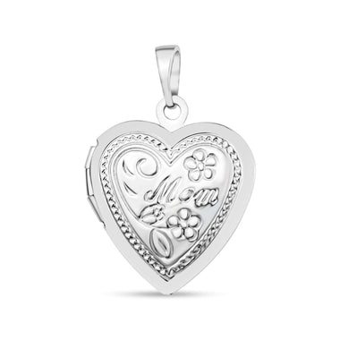 Floral “Mom” heart locket pendant