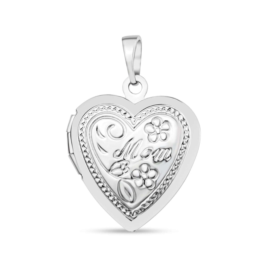 Floral “Mom” heart locket pendant