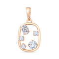 Open oval frame pendant with asymmetrically set cubic zirconia