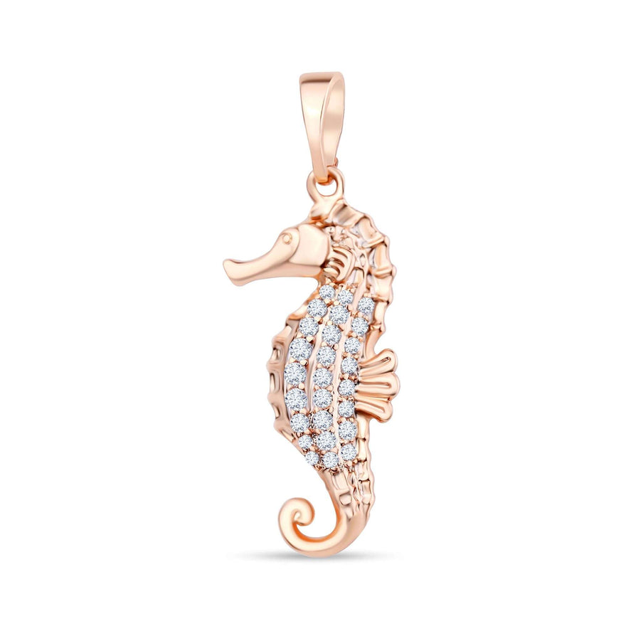 Seahorse pendant with cubic zirconia