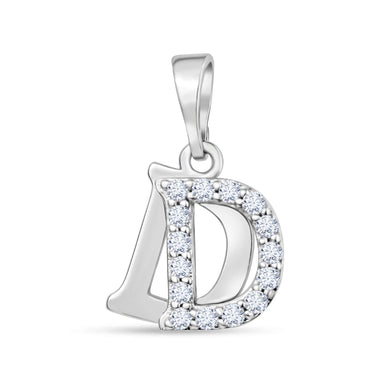 Letter D pendant with cubic zirconia