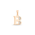 Gold-plated letter B pendant in a rosy tone with four sparkling cubic zirconia