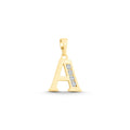 Gold-plated letter A pendant with four cubic zirconia