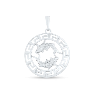 Round Greek key zodiac pendant, 35 mm