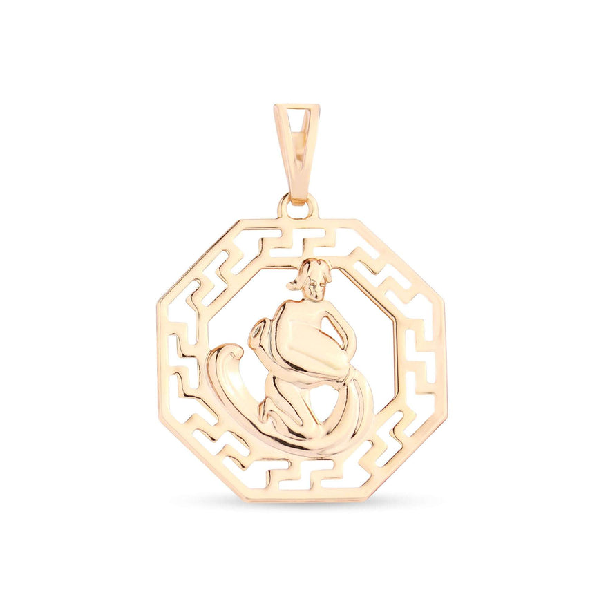 Octagonal Greek key zodiac pendant