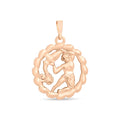 Aquarius pendant with a figure and water jug in a rose-gold-tone openwork circle