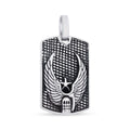 Steel military tag pendant with wings, a skull and a star