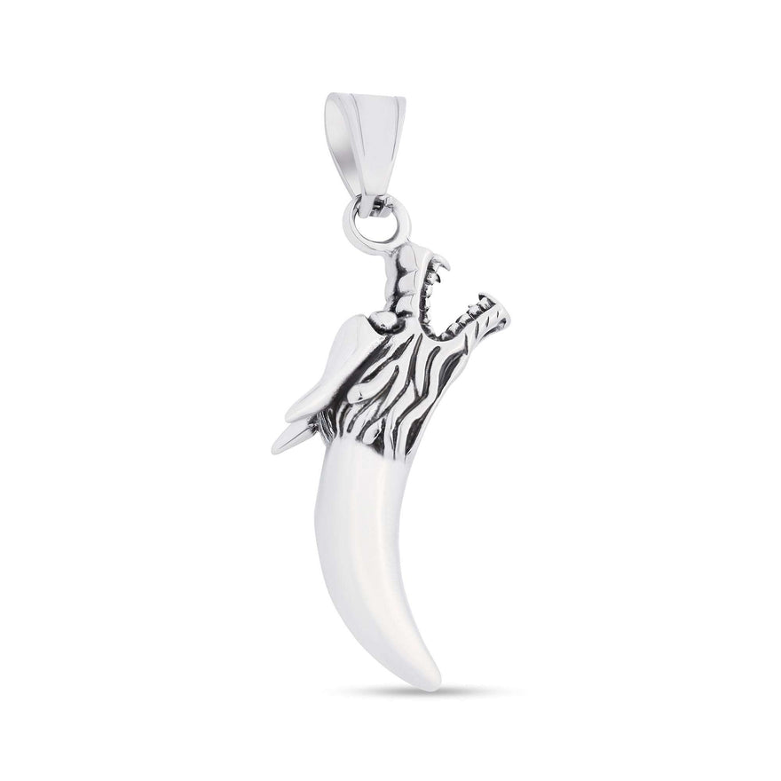 Wolf head and fang pendant, 55 mm