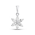 Flower pendant with six marquise cubic zirconia, platinum-plated, on white