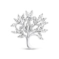 Tree of life pendant with marquise cubic zirconia as leaves, platinum-plated