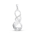 Infinity pendant with Greek key cut-outs and a row of cubic zirconia, platinum-plated