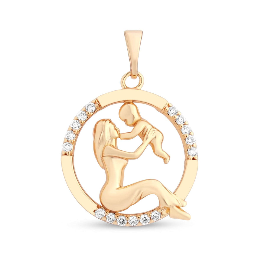 Mother and child circle pendant, 28 mm