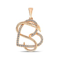 Heart-shaped pendant with a coiled snake and white cubic zirconia