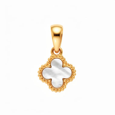 Pearly white four-leaf clover pendant