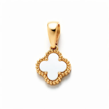 Smooth white four-leaf clover pendant
