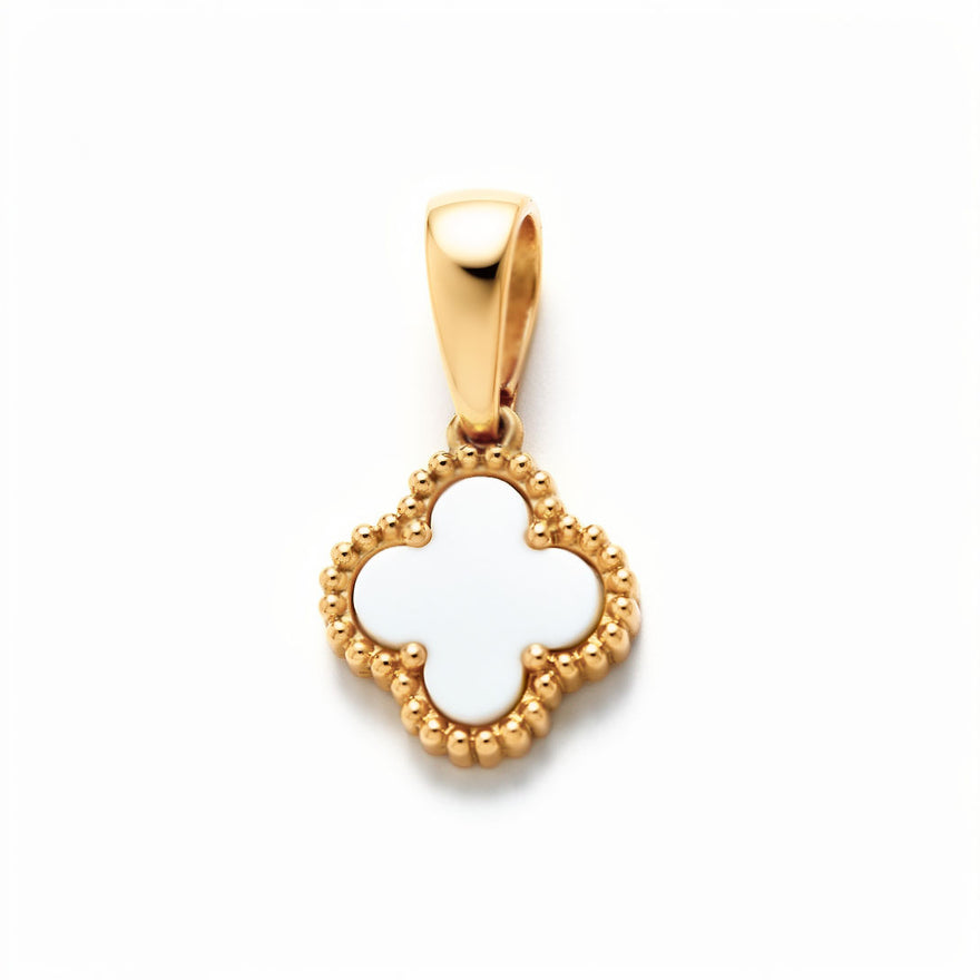 Smooth white four-leaf clover pendant