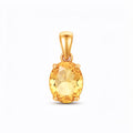 Oval yellow cubic zirconia pendant in a four-prong gold-plated setting