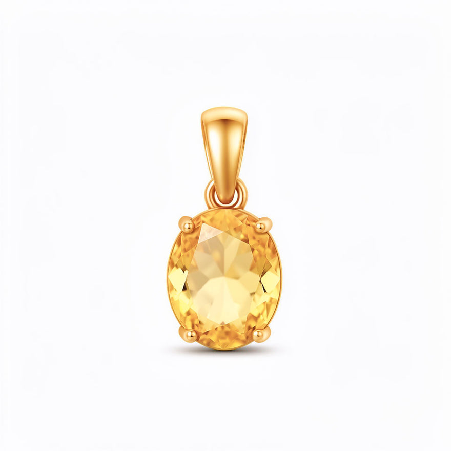 Oval yellow cubic zirconia pendant