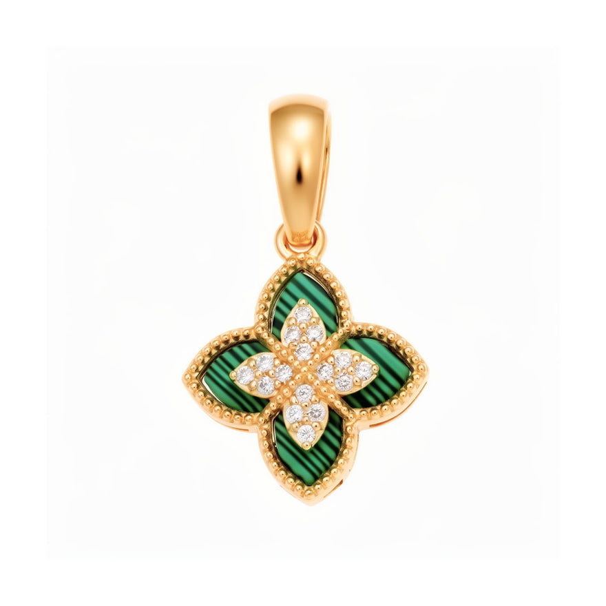 Green four-leaf clover pendant