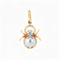 Spider pendant with a white pearl and tiny cubic zirconia, gold-plated