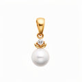 Gold-plated pendant with a white pearl and clear cubic zirconia