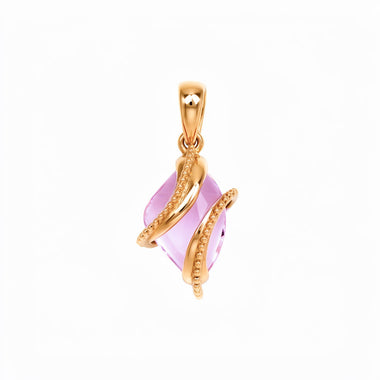 Pink cubic zirconia swirl pendant