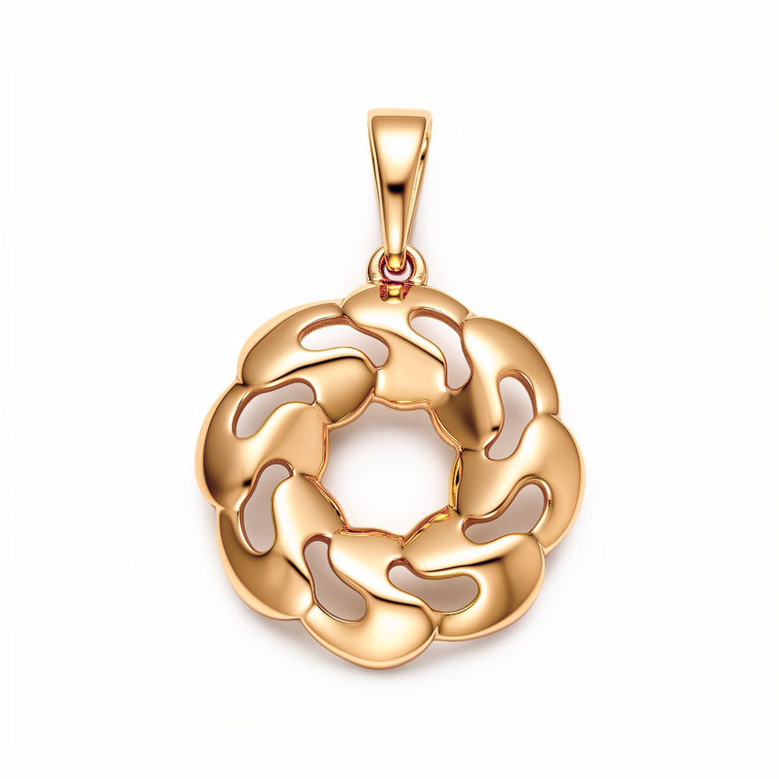 Openwork swirl disc pendant, 25 mm
