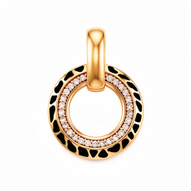Leopard print enamel pendant, 26 mm