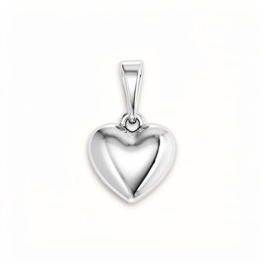 Smooth puffed heart pendant, 16 mm