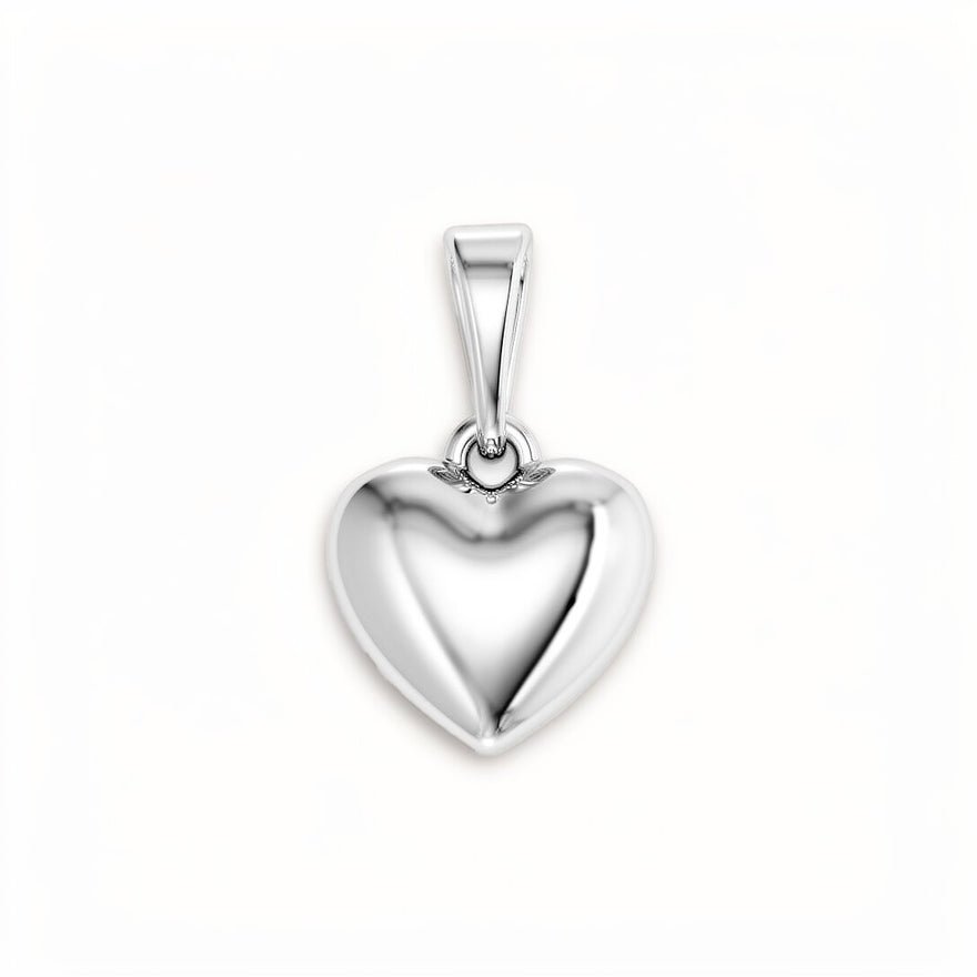 Smooth puffed heart pendant, 16 mm