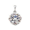 Large round brilliant-cut cubic zirconia in four claws, platinum-tone pendant