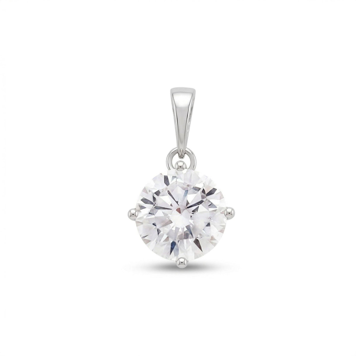 Solitaire pendant with a large round brilliant-cut cubic zirconia in four prongs