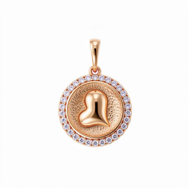 Round heart pendant with cubic zirconia