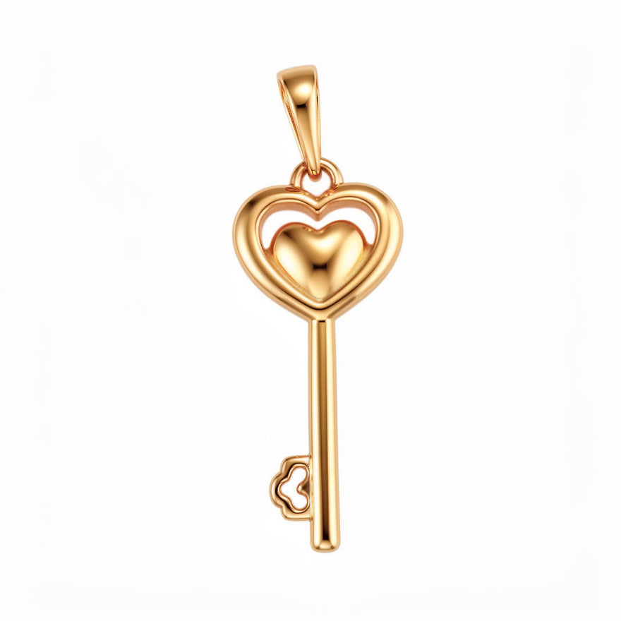 Key pendant with a heart outline