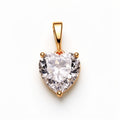 Pendant with a large white heart cubic zirconia in a three-claw gold-tone setting