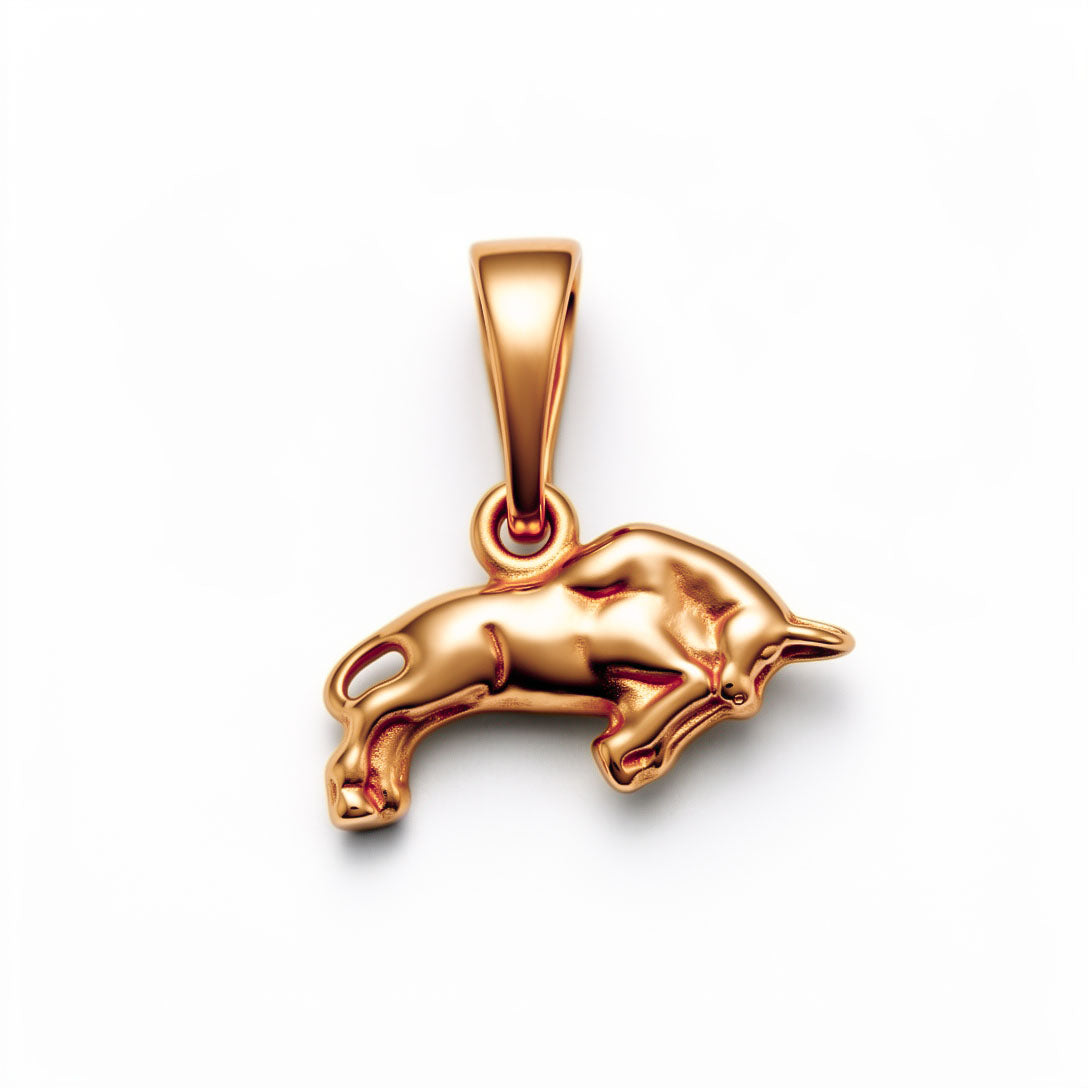 Taurus zodiac pendant with a rounded shape and warm gold plating
