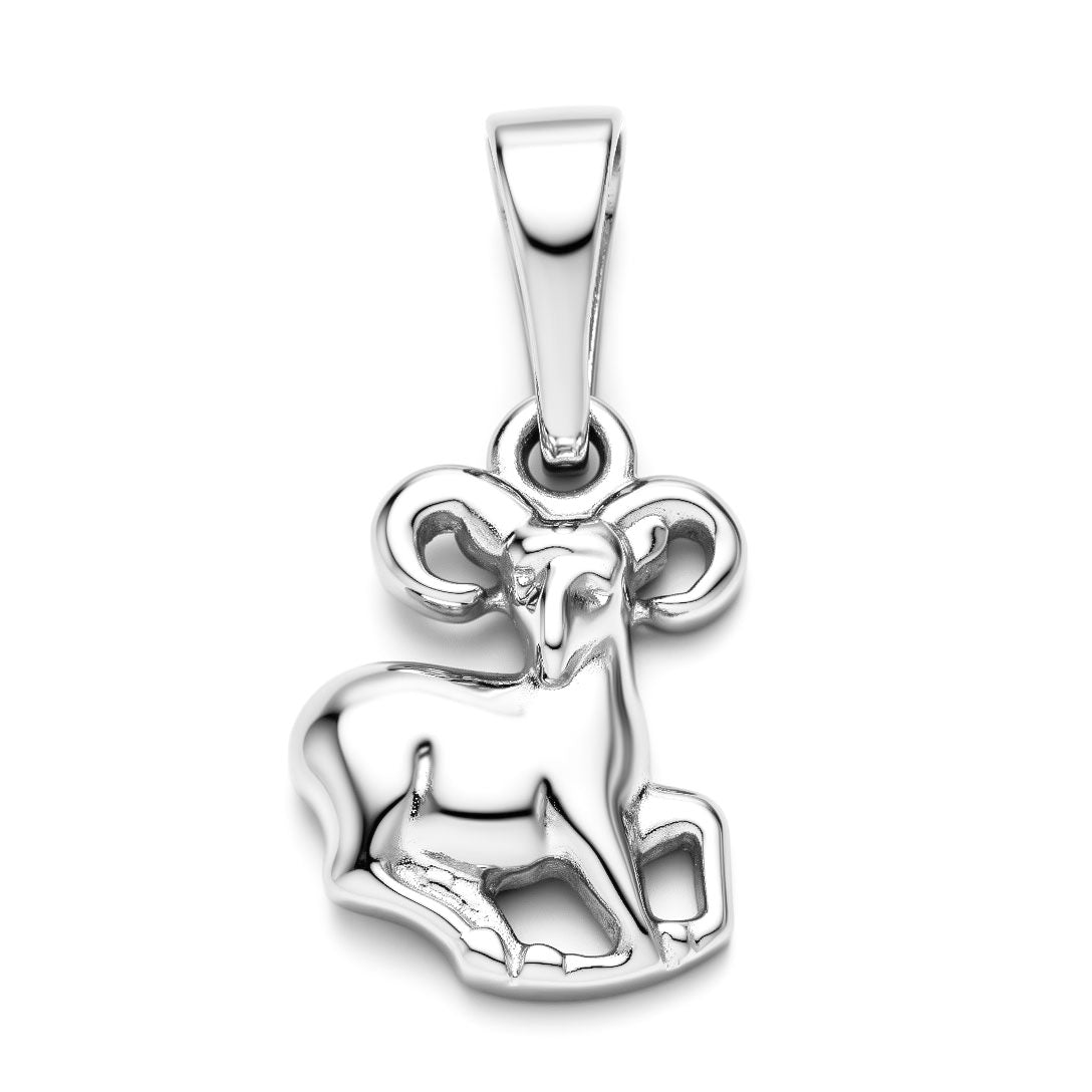 Silver-tone Aries pendant with platinum plating and bold spiral horns
